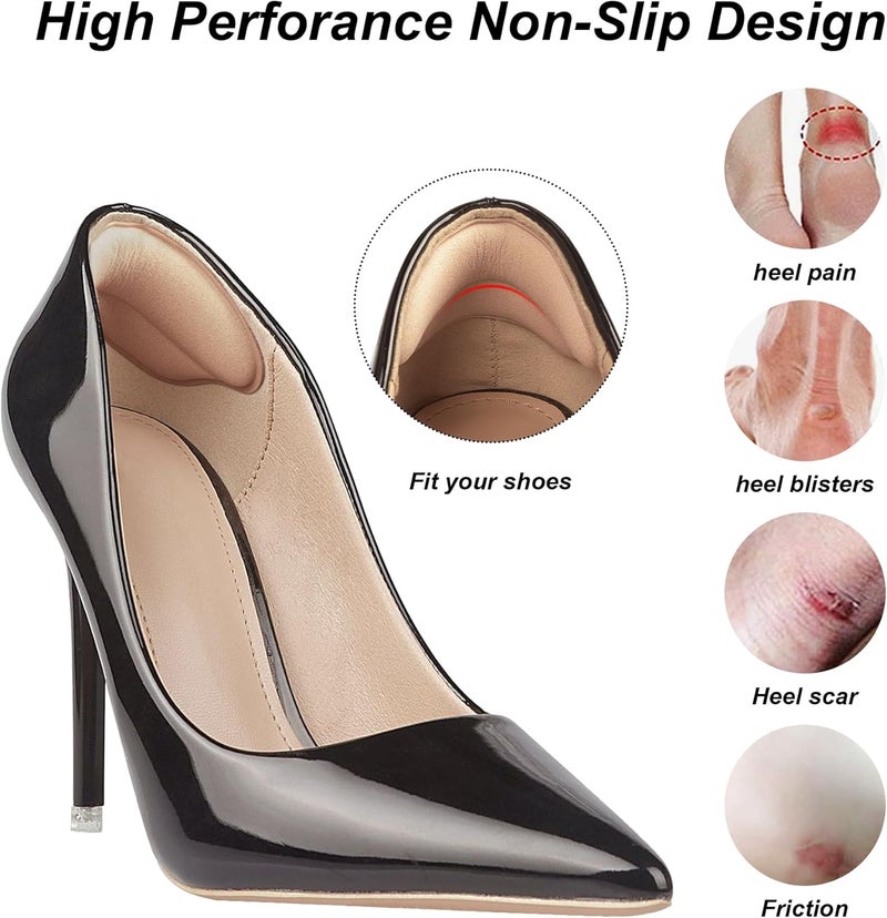 Riootlnm Heel Pads for Shoes That are Too Big, Heel Inserts for Women, Heel Grips for Womens Shoes, Heel Protectors, Heel Cushion Liners for Blisters Loose Shoes, Shoe Fillers (Foam RosybrownBlack 4Pairs) - Image 2